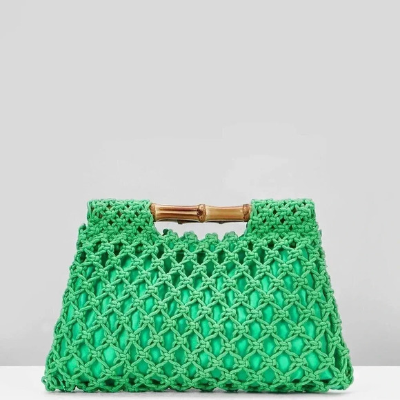 Green Vacation Women's Elegant Ladies Neon Hollow Out Crochet Bag - Picture 6 of 9